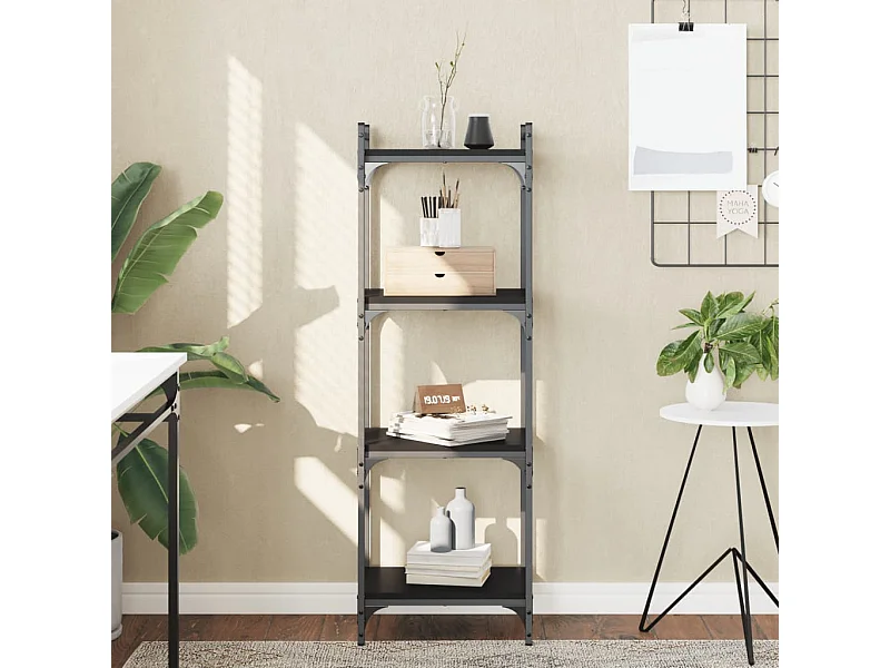 Bibliothèque | Etagère de rangement | Meuble de rangement à 4 niveaux noir 40x30x120 cm bois d'ingénierie