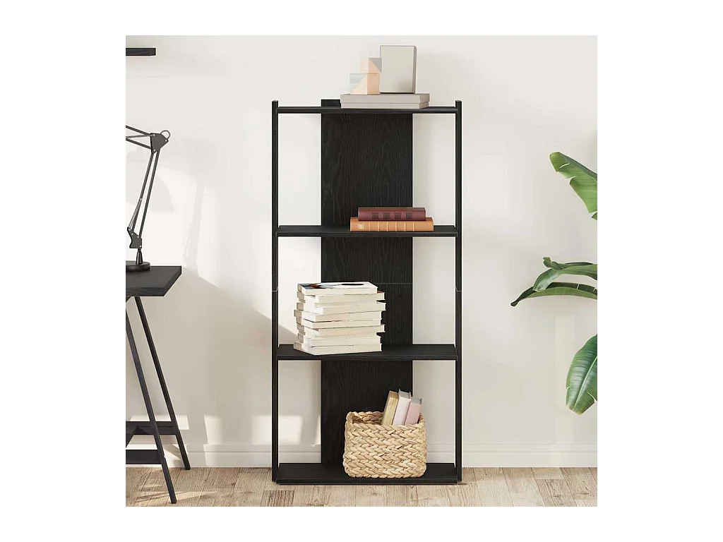 Bibliothèque | Etagère de rangement | Meuble de rangement à 3 niveaux noir 60x30x120 cm bois d'ingénierie