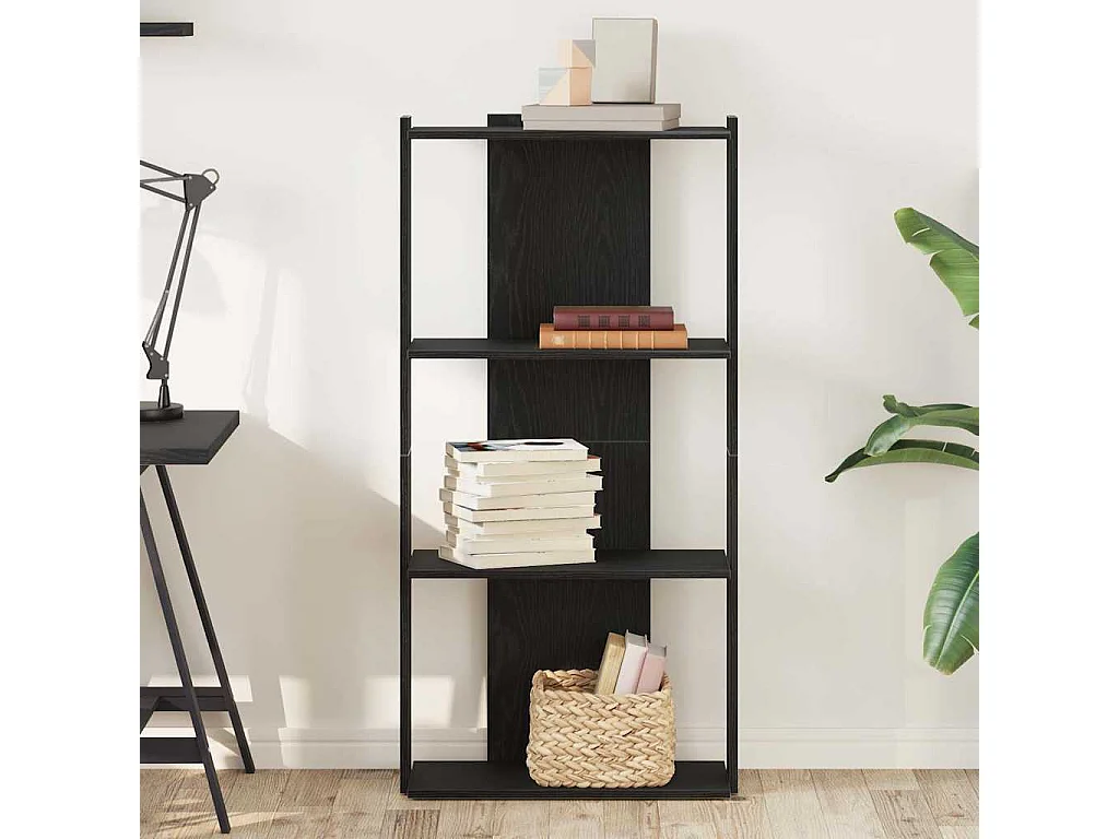 Libreria | Scaffale | Mobile di stoccaggio a 3 Ripiani Nera 60x30x120 cm in Legno Multistrato