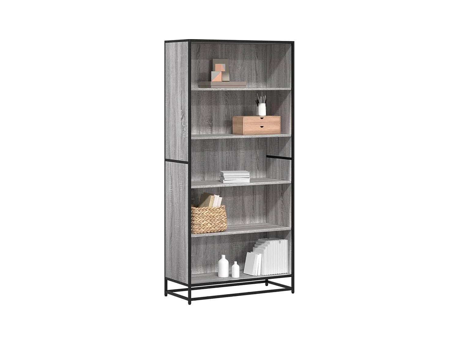 Bibliothèque | Etagère de rangement | Meuble de rangement sonoma gris 80,5x35x170,5 cm bois d'ingénierie