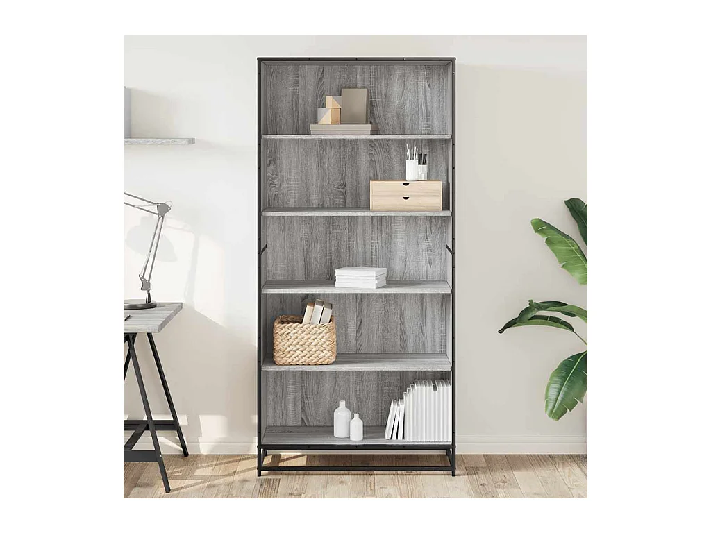 Bibliothèque | Etagère de rangement | Meuble de rangement sonoma gris 80,5x35x170,5 cm bois d'ingénierie