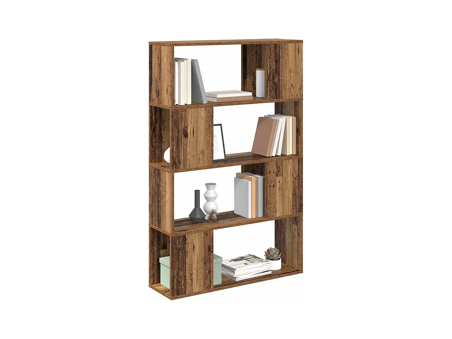 Bibliothèque | Etagère de rangement | Meuble de rangement vieux bois bois d'ingénierie 80 x 24 x 124 cm