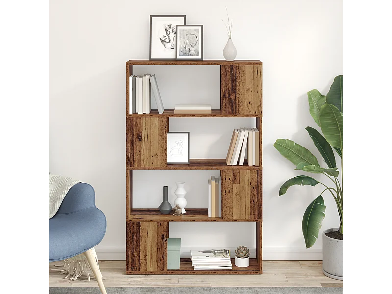 Bibliothèque | Etagère de rangement | Meuble de rangement vieux bois bois d'ingénierie 80 x 24 x 124 cm