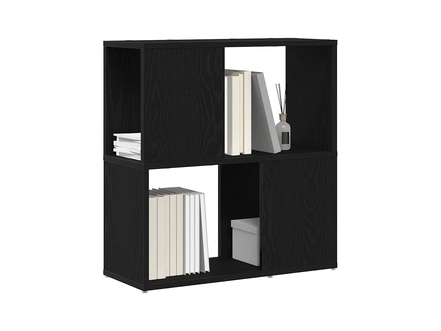Bibliothèque | Etagère de rangement | Meuble de rangement Noire en Chêne 60x24x63 cm en Bois d'Ingénierie