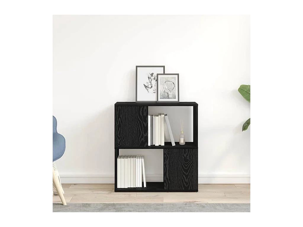Bibliothèque | Etagère de rangement | Meuble de rangement Noire en Chêne 60x24x63 cm en Bois d'Ingénierie