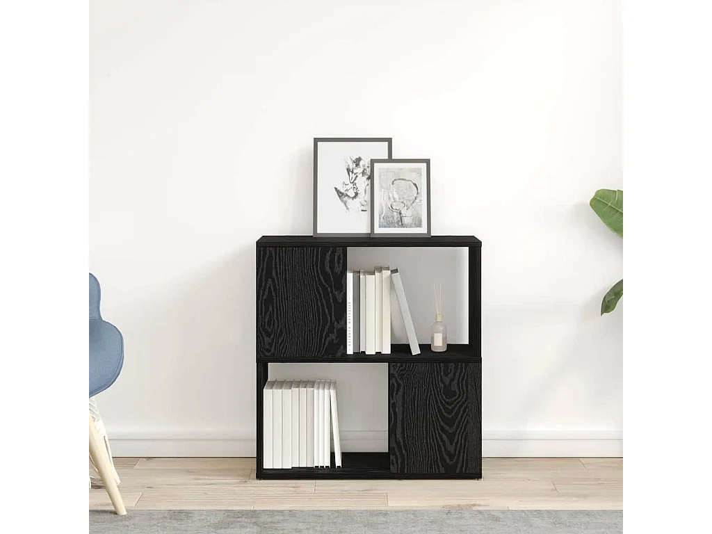 Bibliothèque | Etagère de rangement | Meuble de rangement Noire en Chêne 60x24x63 cm en Bois d'Ingénierie