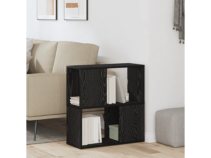 Bibliothèque | Etagère de rangement | Meuble de rangement Noire en Chêne 60x24x63 cm en Bois d'Ingénierie