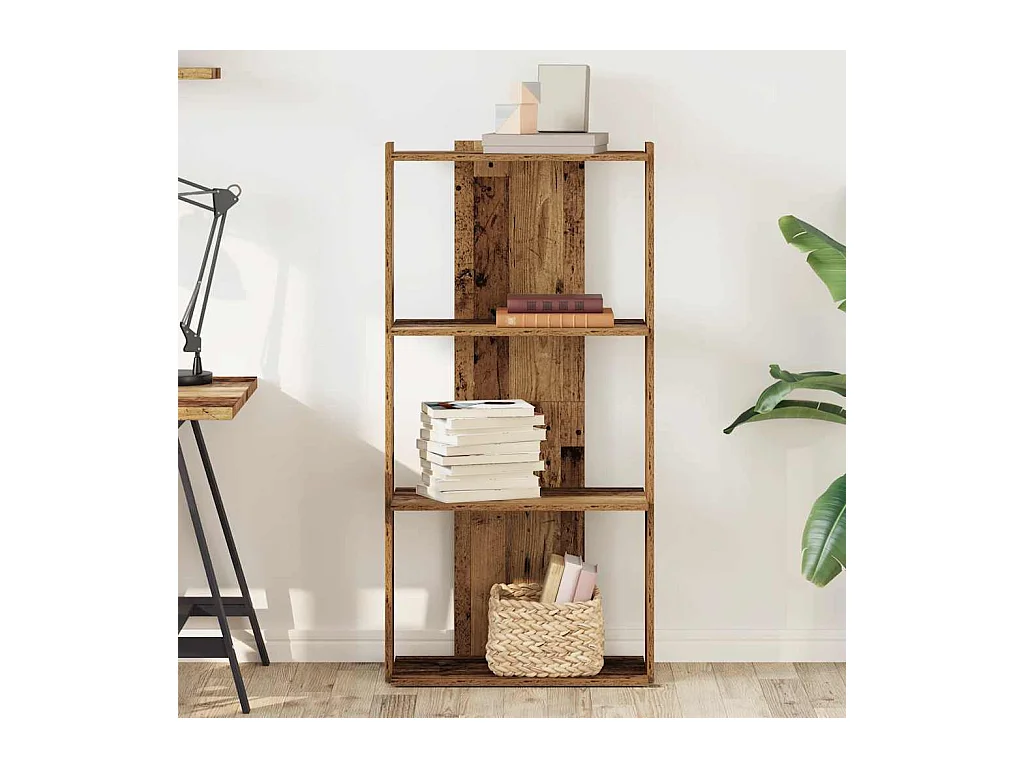 Bibliothèque | Etagère de rangement | Meuble de rangement à 3 niveaux vieux bois 60x30x120cm bois ingénierie