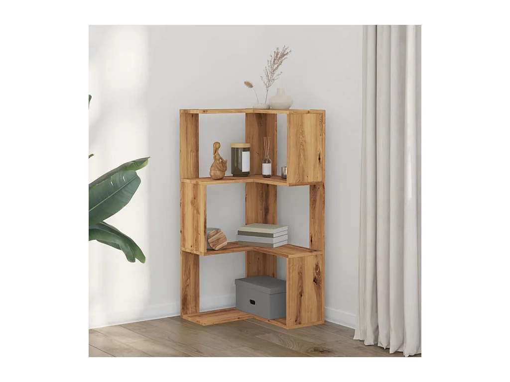 Libreria | Scaffale | Mobile di stoccaggio Angolare 3Ripiani Rovere Artigianale 50x50x102cm Legno