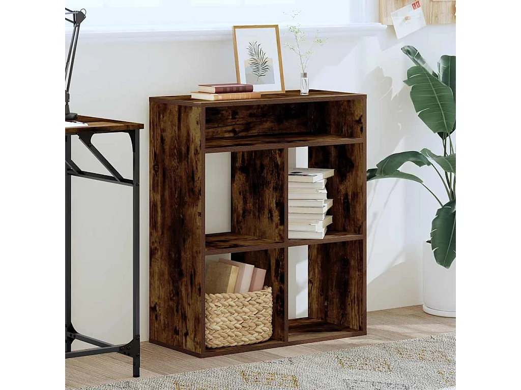 Bibliothèque | Etagère de rangement | Meuble de rangement chêne fumé 66x31x80 cm bois d'ingénierie