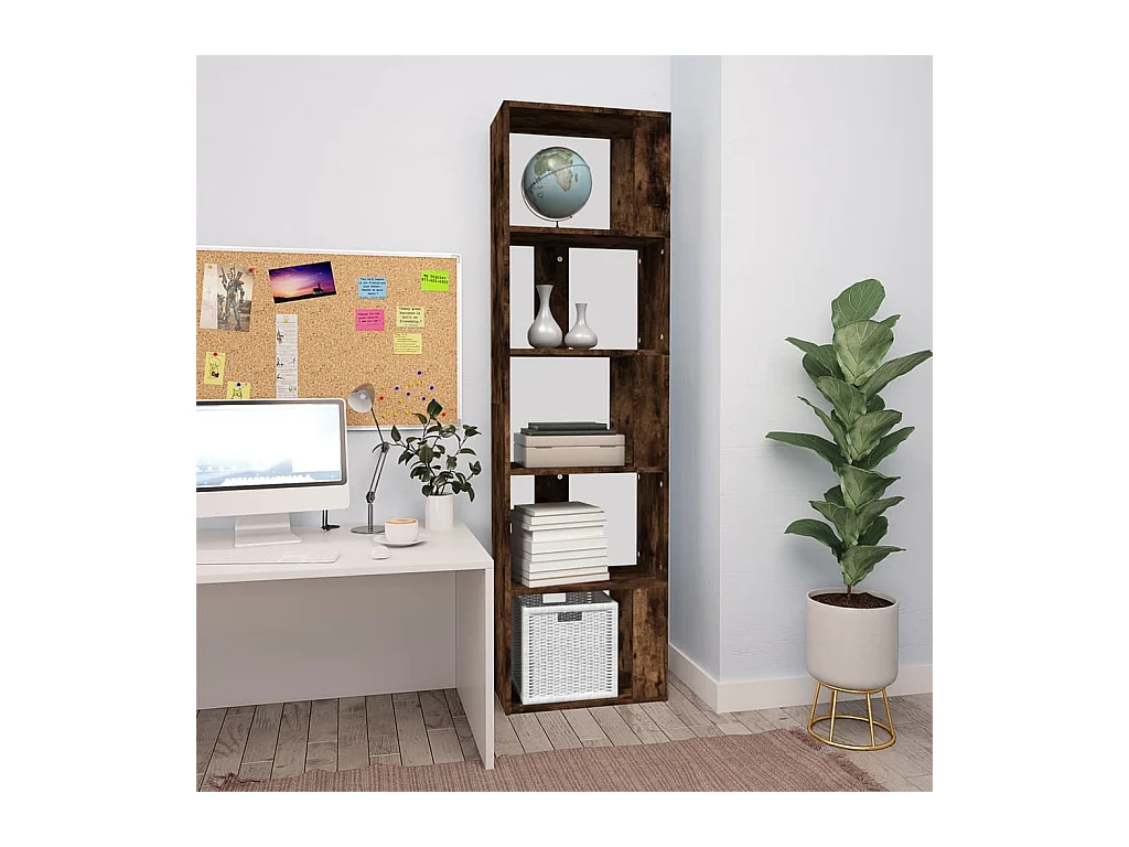 Bibliothèque | Etagère de rangement | Meuble de rangement Chêne fumé 45x24x160 cm Bois d'ingénierie