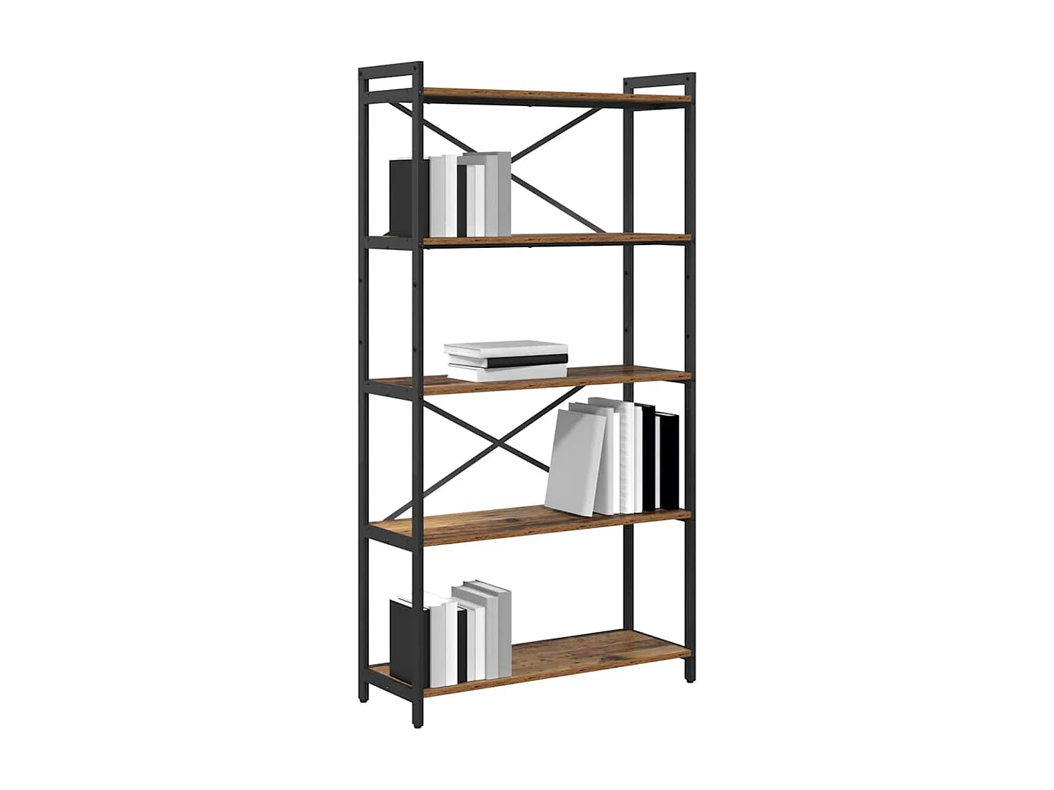 Bibliothèque | Etagère de rangement | Meuble de rangement Bois ancien 80 x 30 x 153 cm Bois et acier