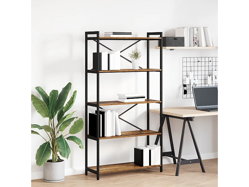 Bibliothèque | Etagère de rangement | Meuble de rangement Bois ancien 80 x 30 x 153 cm Bois et acier