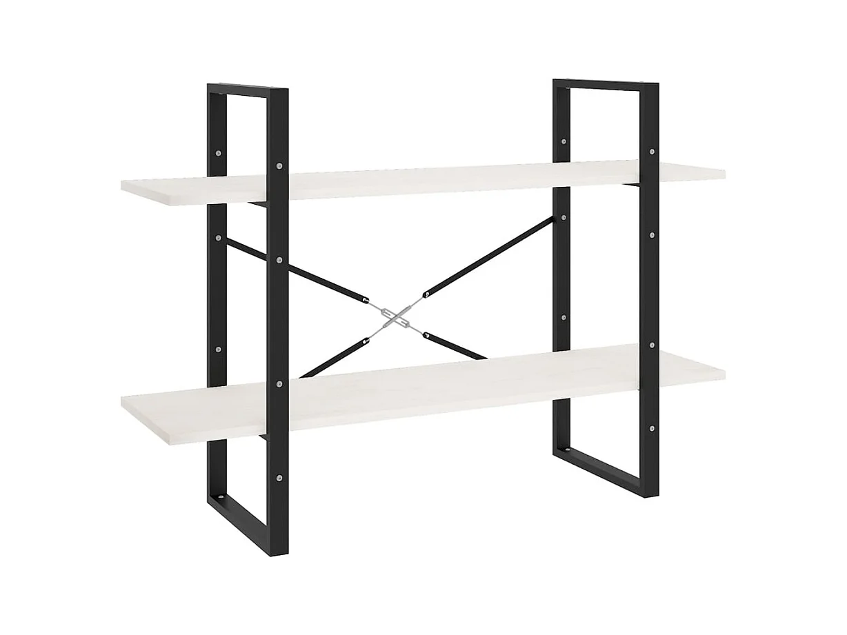 Libreria | Scaffale | Mobile di stoccaggio a 2 Ripiani Bianca 100x30x70 cm in Massello di Pino