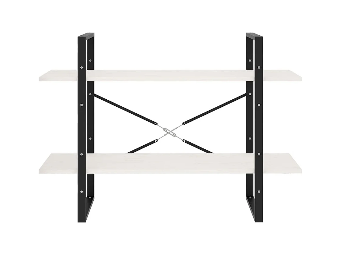 Libreria | Scaffale | Mobile di stoccaggio a 2 Ripiani Bianca 100x30x70 cm in Massello di Pino