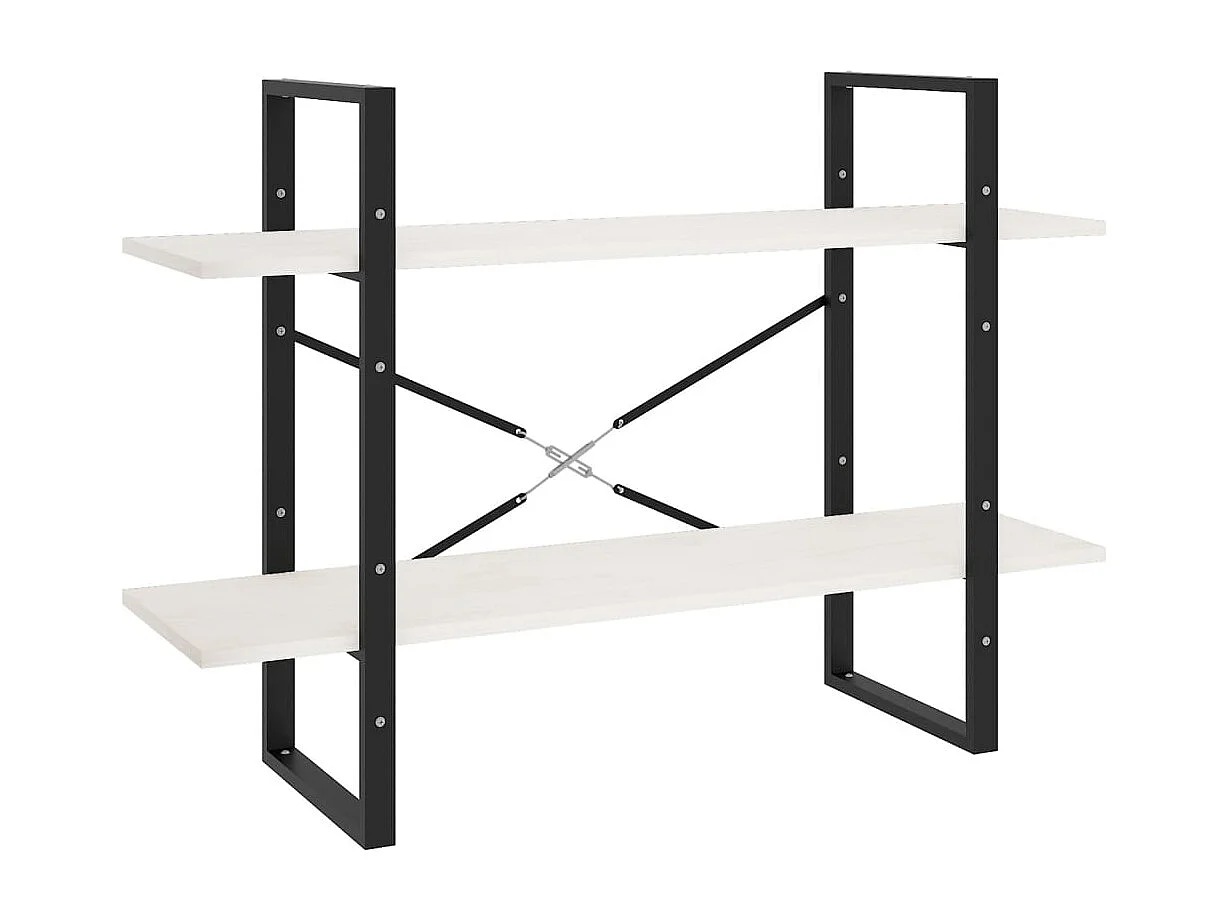 Bibliothèque | Etagère de rangement | Meuble de rangement à 2 niveaux Blanc 100x30x70 cm Bois de pin massif