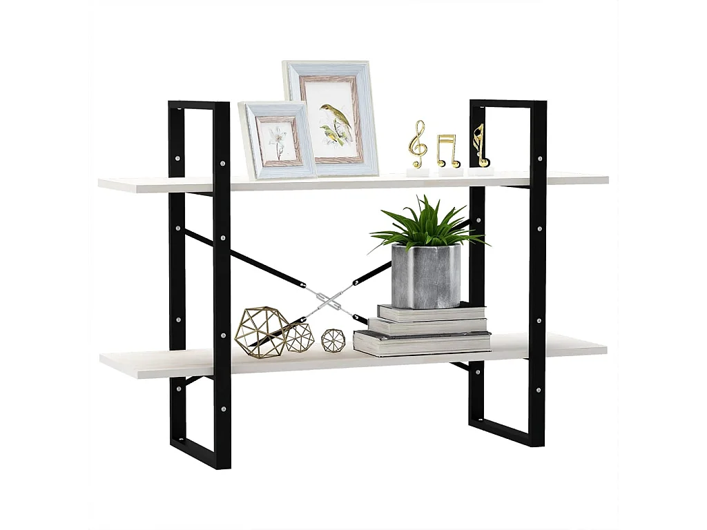 Bibliothèque | Etagère de rangement | Meuble de rangement à 2 niveaux Blanc 100x30x70 cm Bois de pin massif