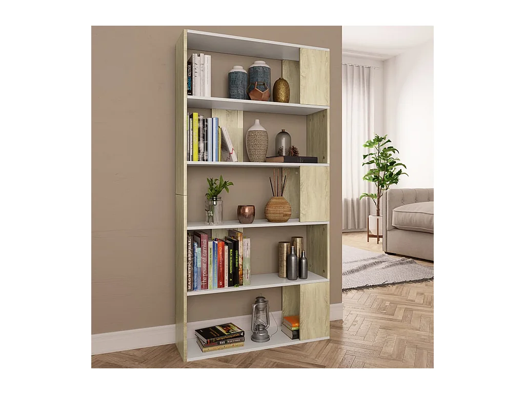 Bibliothèque | Etagère de rangement | Meuble de rangement Blanc chêne sonoma 80x24x159cm