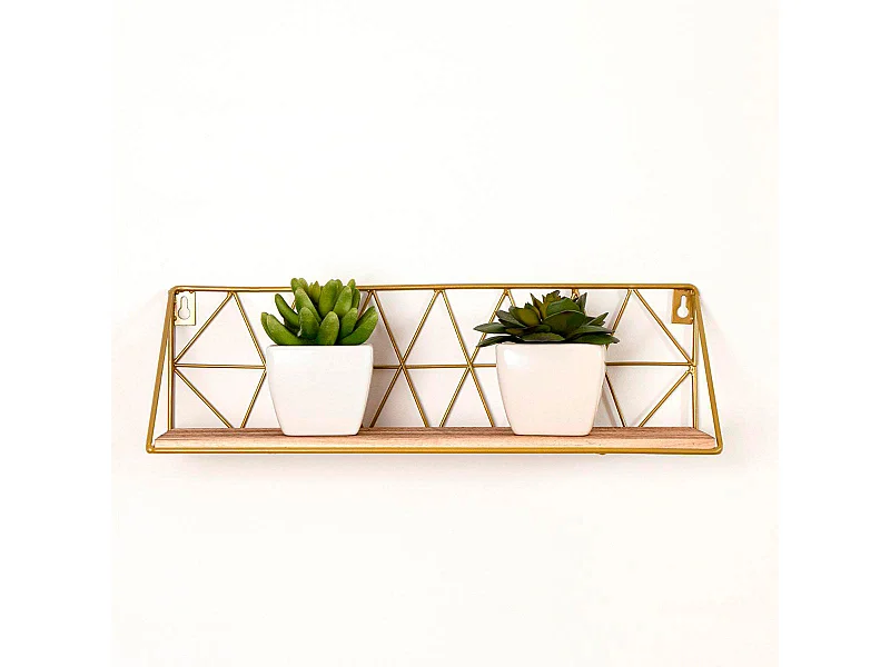 Estante de pared MOA Vinthera natural/dorado 12x40x12 cm