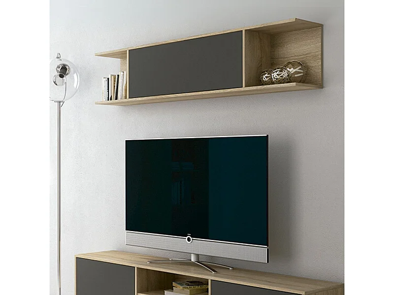 Estante alto Soto 2 compartimentos + armario cambria/grafito 35,2x160x27,8 cm