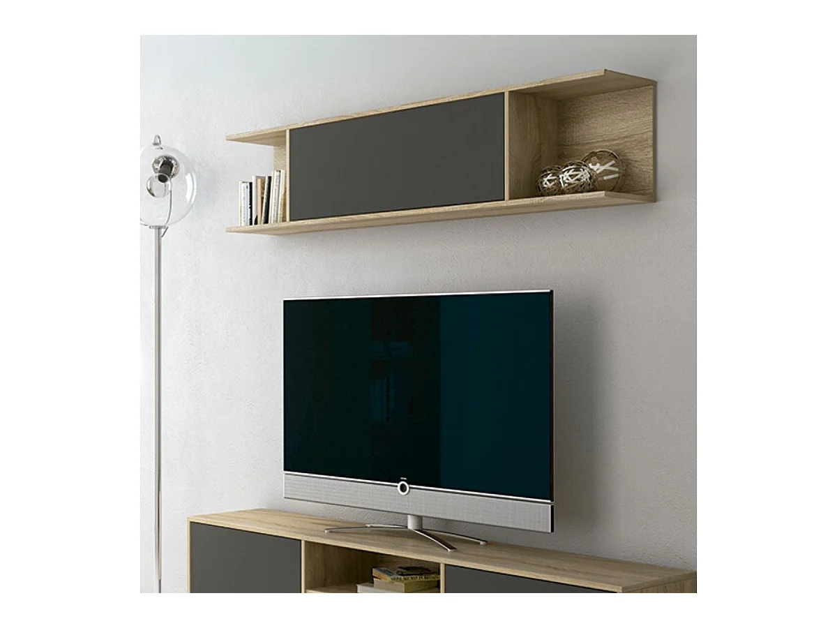 Estante alto Soto 2 compartimentos + armario cambria/grafito 35,2x160x27,8 cm