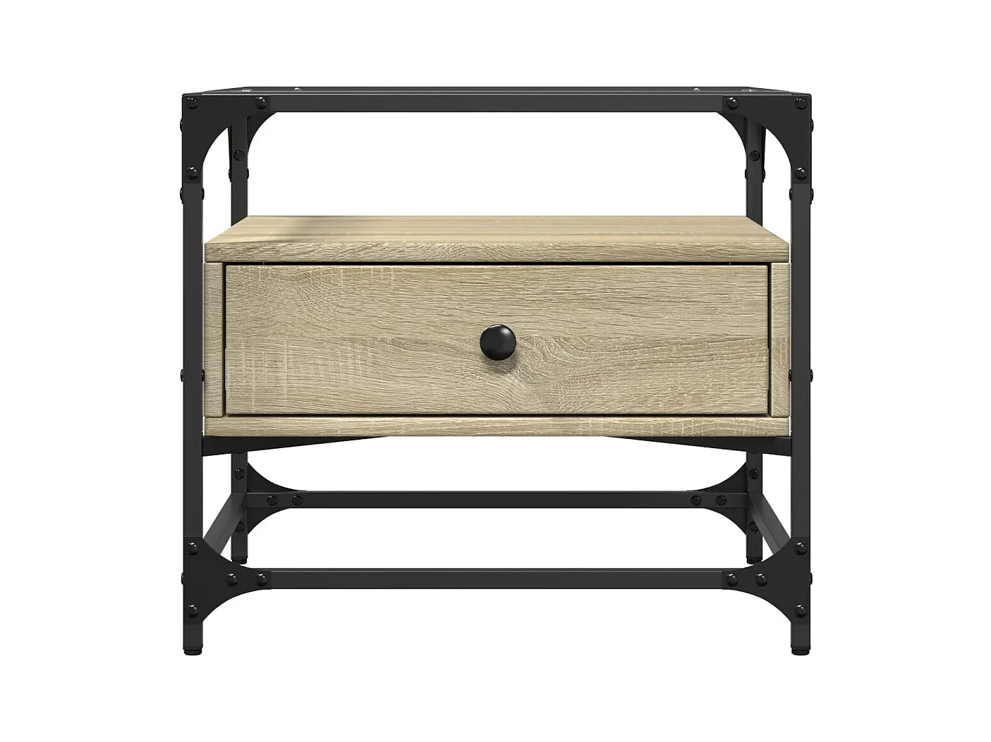 Mesa de centro tapa de vidrio acero roble Sonoma 50x50x45 cm ES221953