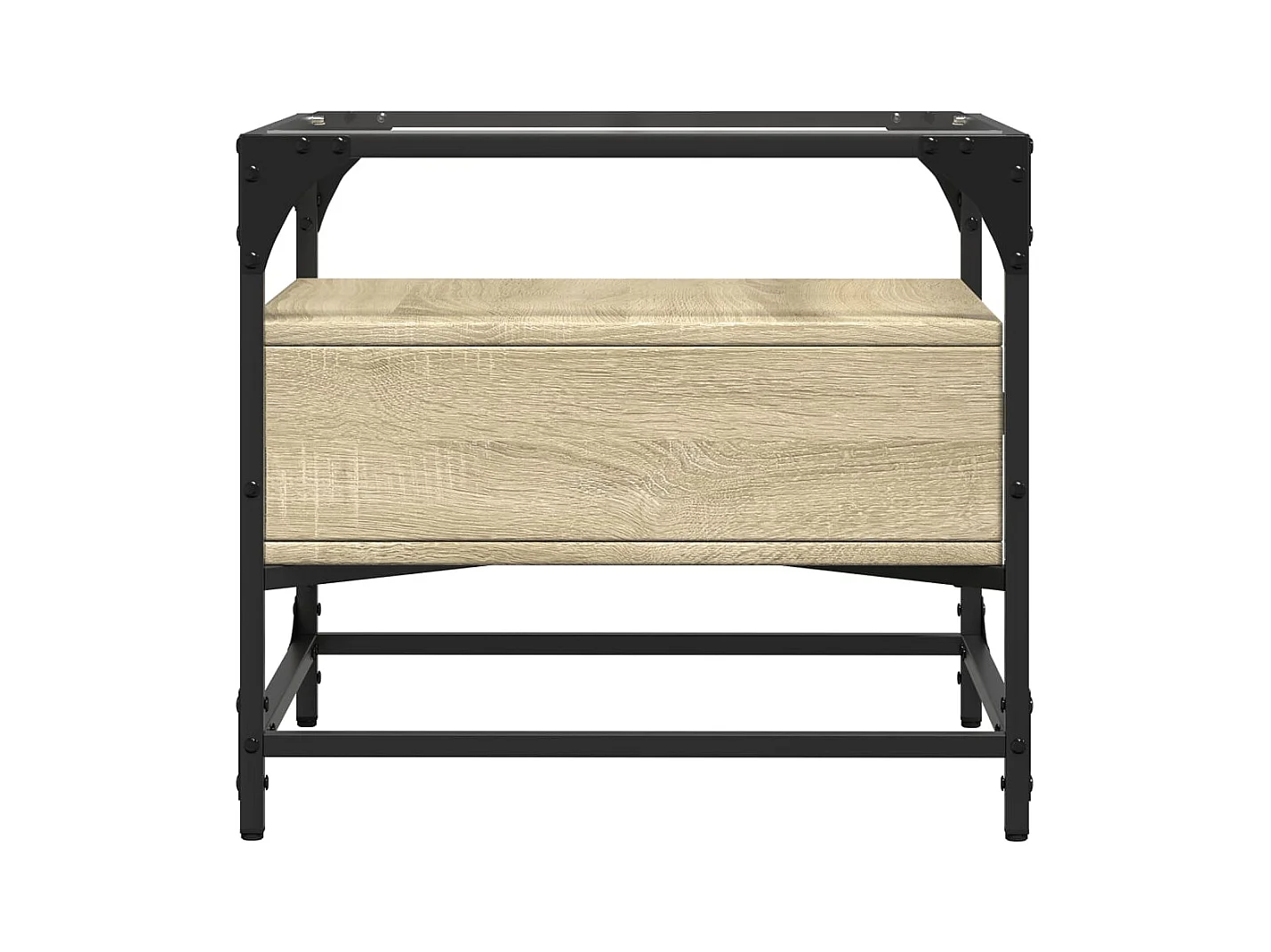 Mesa de centro tapa de vidrio acero roble Sonoma 50x50x45 cm ES221953