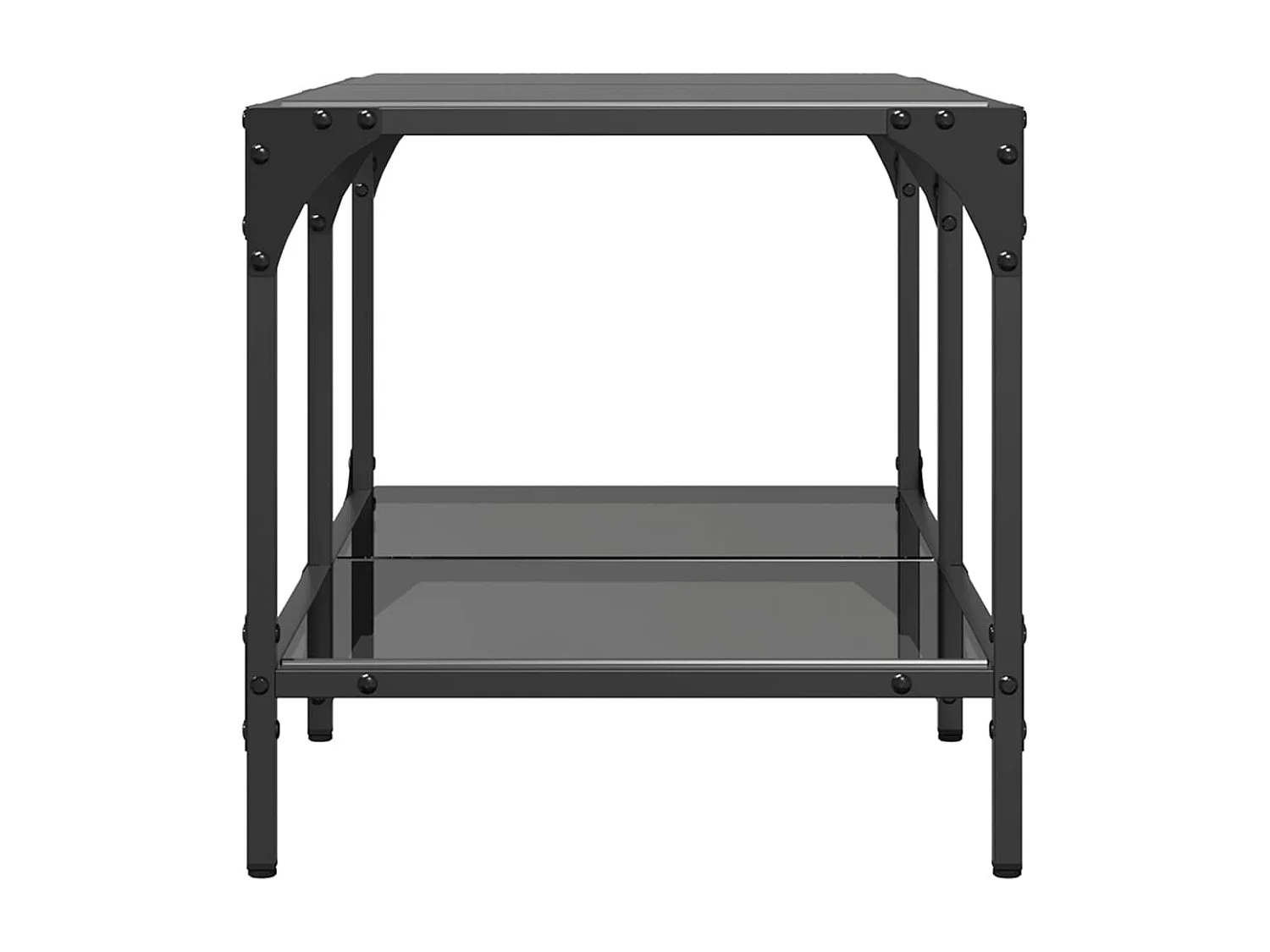 Table basse avec dessus en verre noir 78,5x40x40 cm acier FR493651