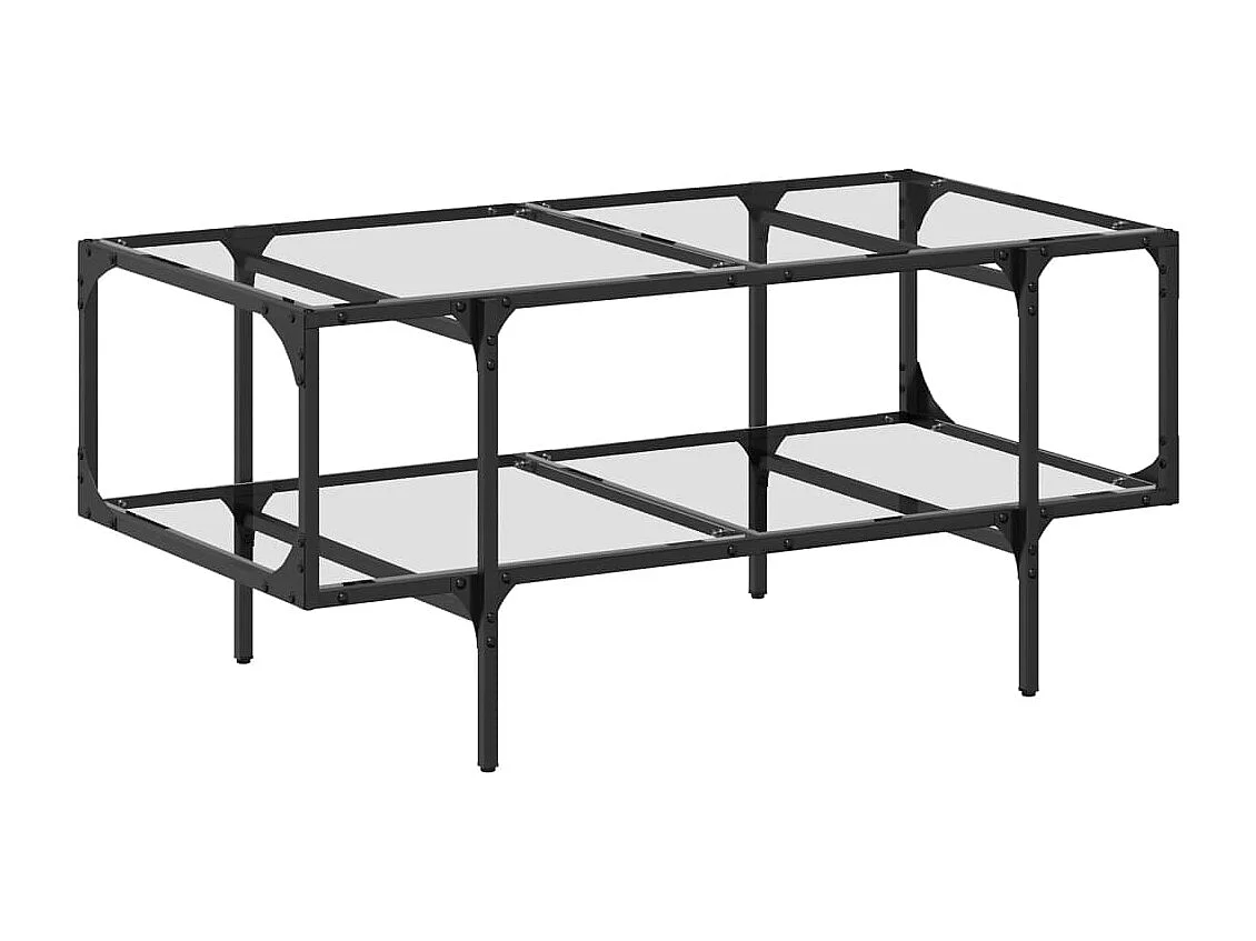 Table basse avec dessus en verre transparent 98,5x50x45cm acier FR783114