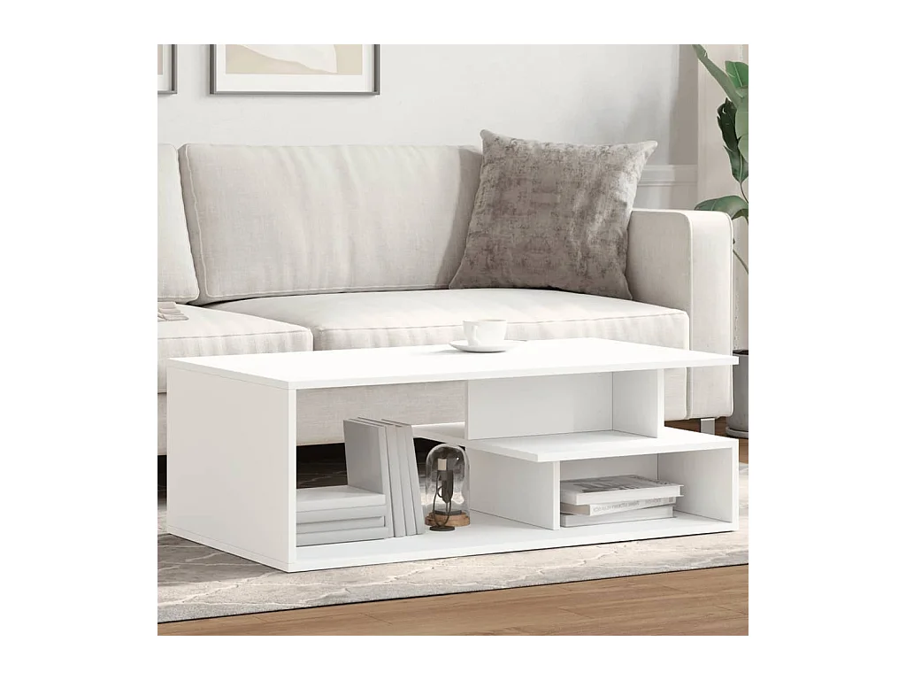 Table basse blanc 102x55x35 cm bois d'ingénierie FR625452