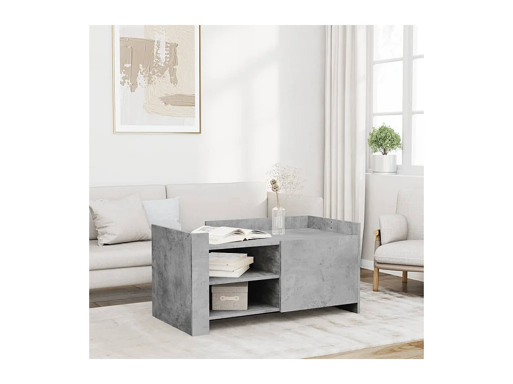 Table basse gris béton 100x50x50 cm bois d'ingénierie FR573211