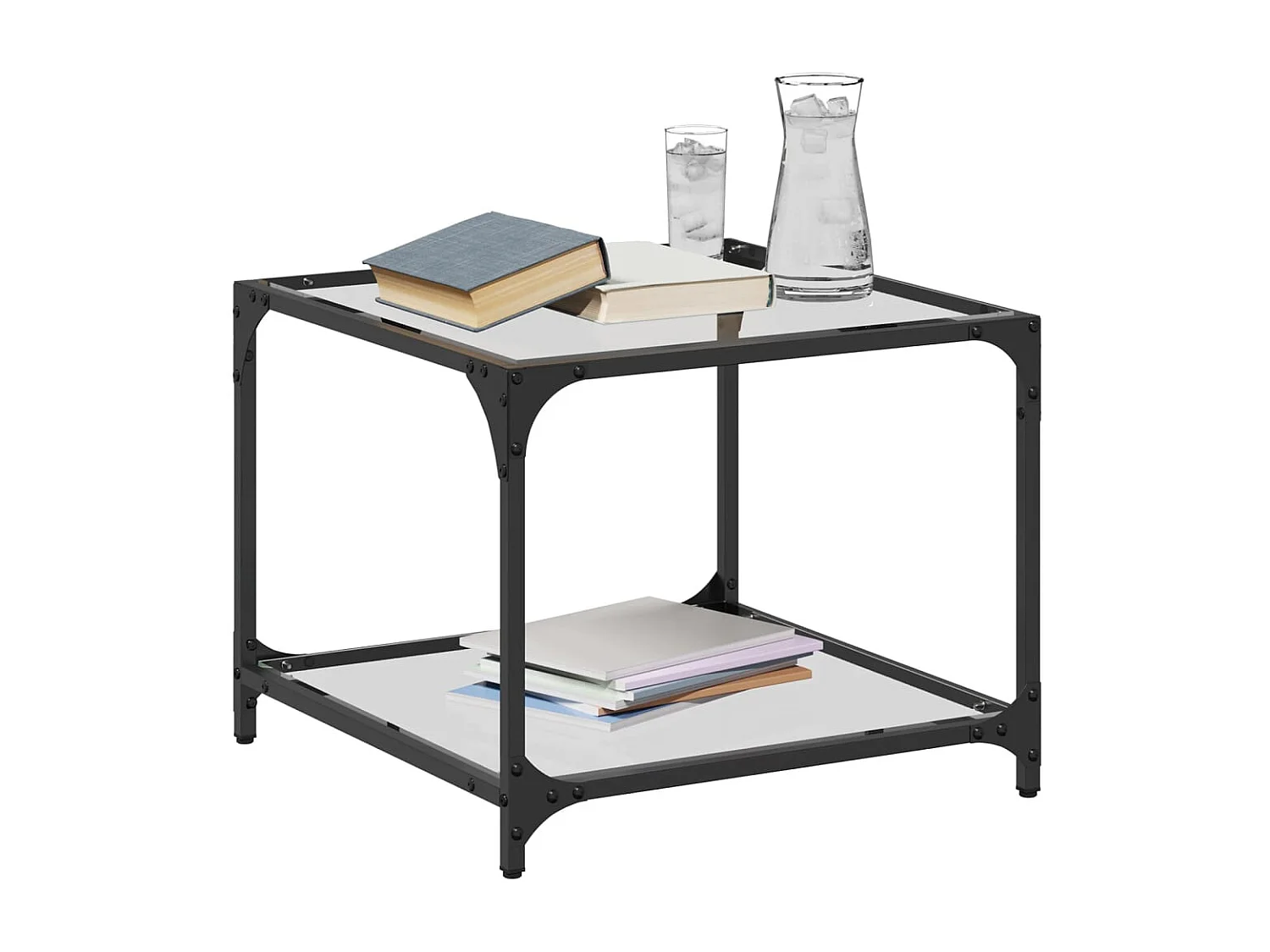 Mesa de centro superficie vidrio transparente acero 50x50x40 cm ES271354