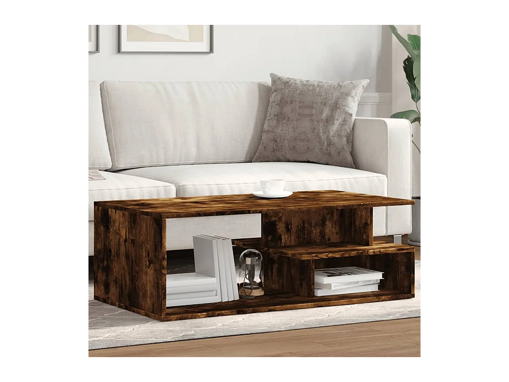 Table basse chêne fumé 102x55x35 cm bois d'ingénierie FR967089