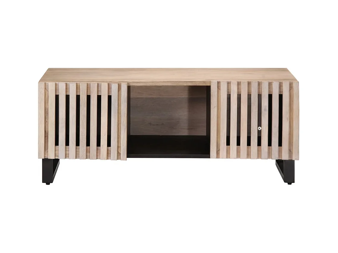 Mesa de centro de madera maciza mango blanco 100x55x40 cm ES366614