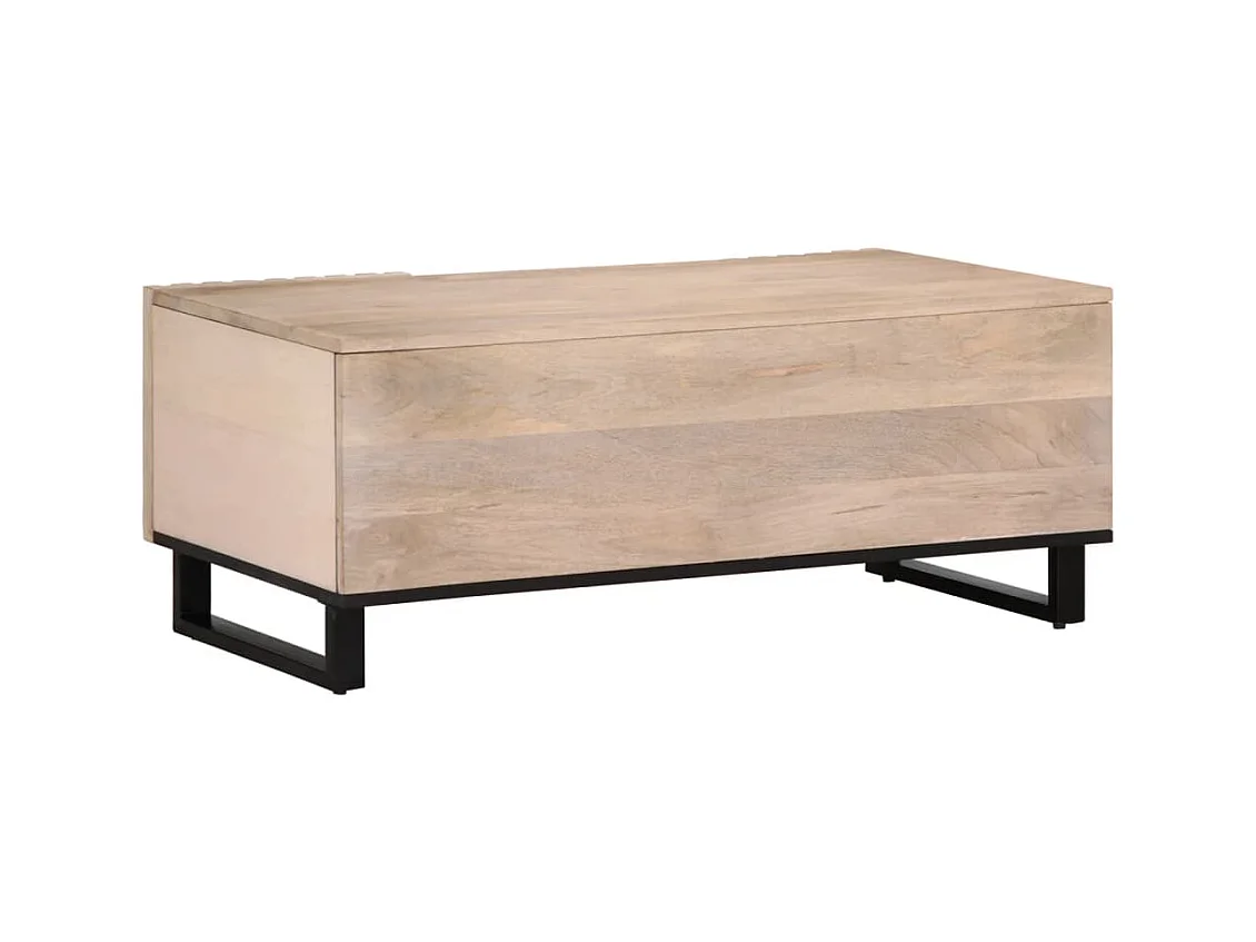 Mesa de centro de madera maciza mango blanco 100x55x40 cm ES366614