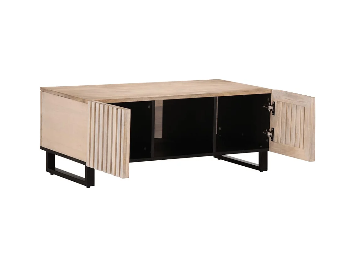 Mesa de centro de madera maciza mango blanco 100x55x40 cm ES366614