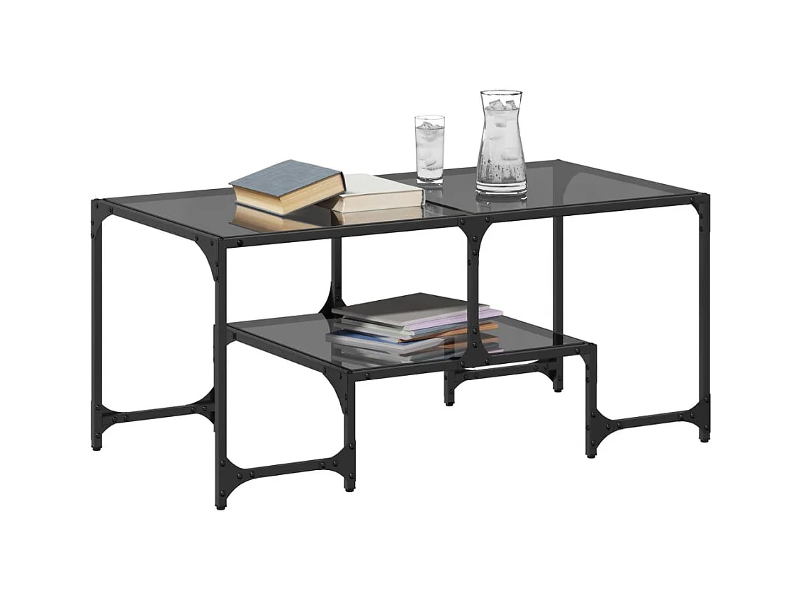 Mesa de centro superficie de vidrio acero negra 98,5x50x45 cm ES573249