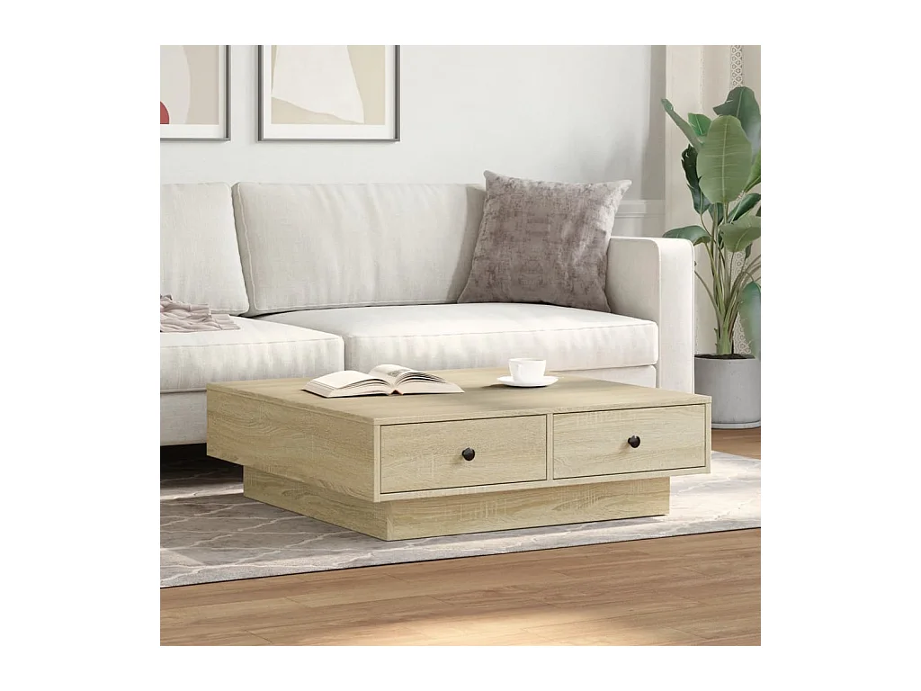 Table basse Chêne sonoma 90x90x28 cm Aggloméré FR686797