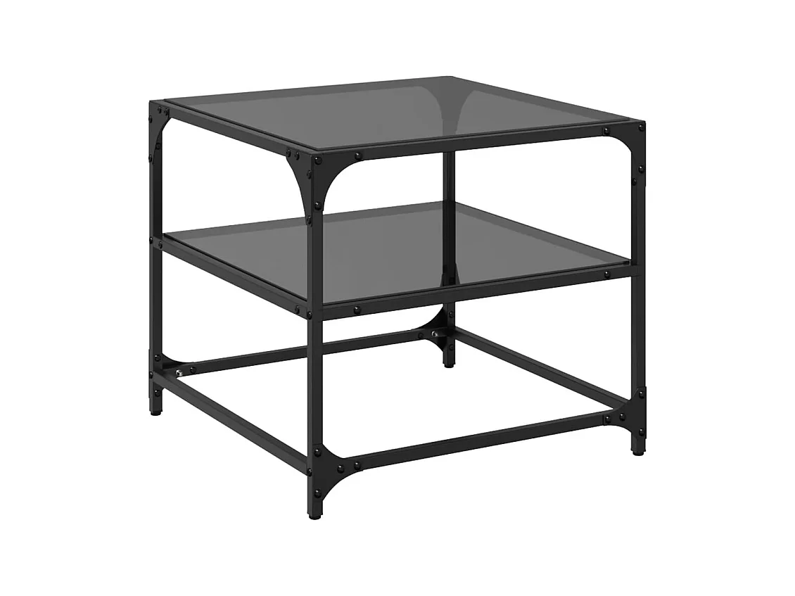 Mesa de centro superficie vidrio 2 uds acero negro 50x50x45 cm ES591571