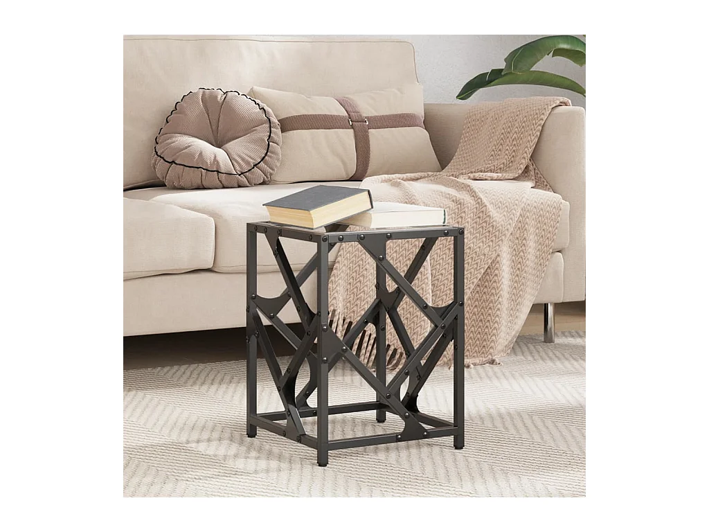 Table basse avec dessus en verre transparent 30x30x41 cm acier FR848187