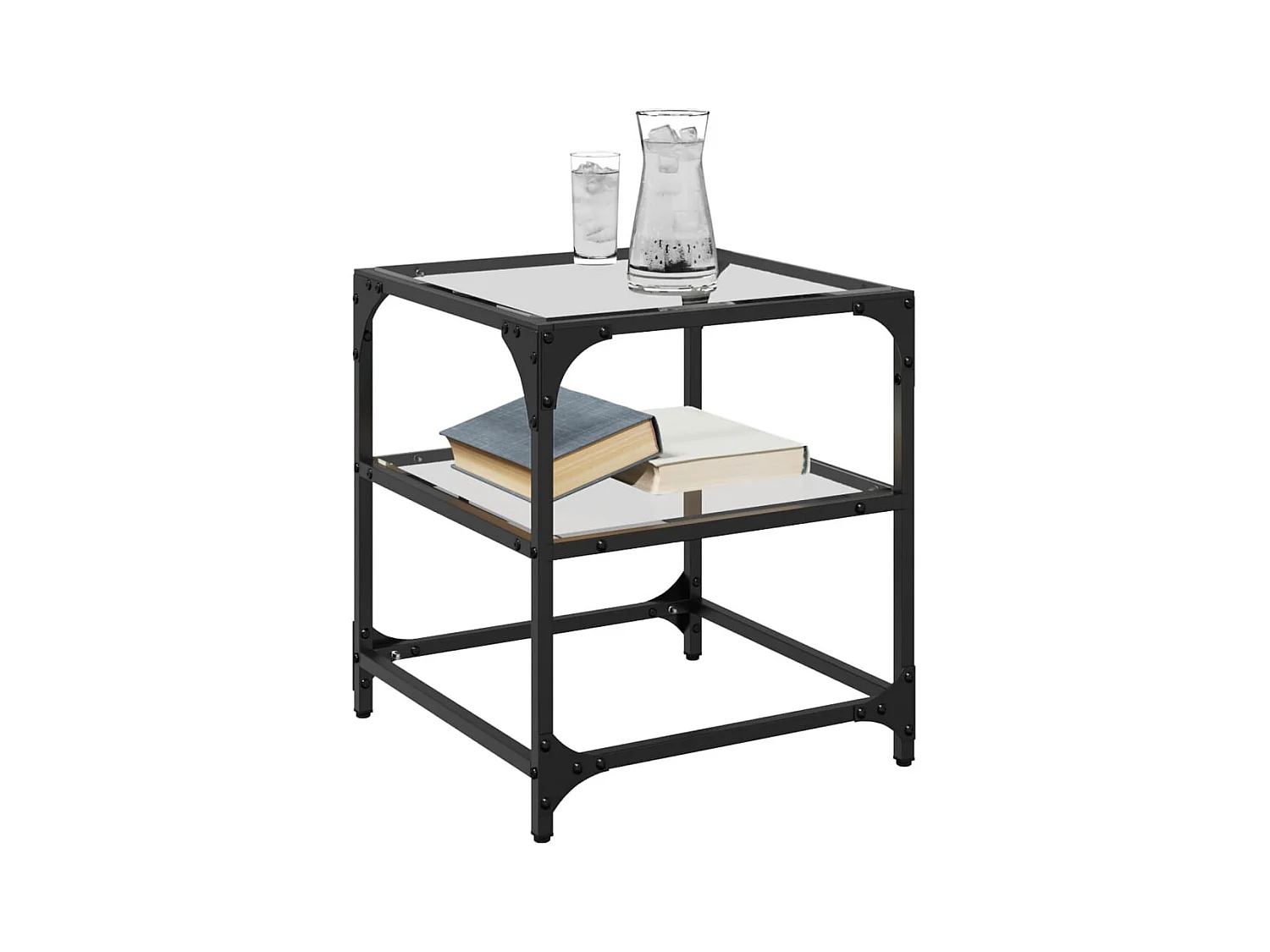 Mesa de centro superficie vidrio transparente acero 40x40x45 cm ES805867