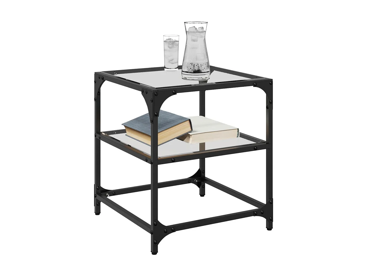 Mesa de centro superficie vidrio transparente acero 40x40x45 cm ES805867