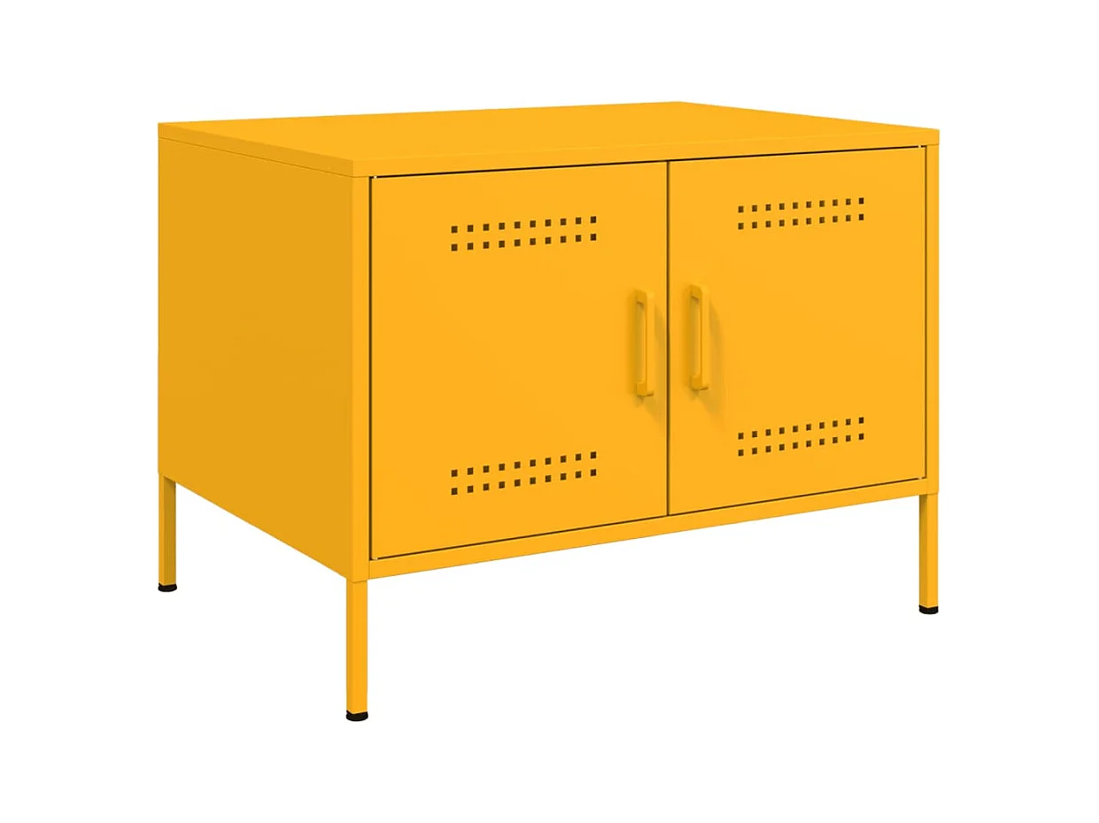 Table basse jaune moutarde 68x50x50,5 cm acier laminé à froid FR764941