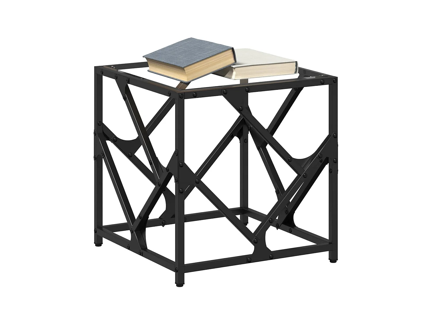 Table basse avec dessus en verre transparent 40x40x41 cm acier FR423989