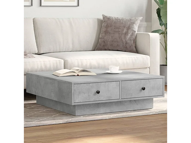 Mesa de centro 90x90x28 cm contraplacado cinzento cimento PT565121