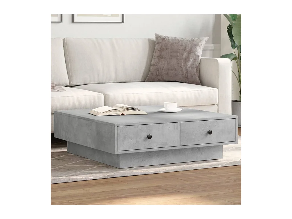 Table basse Gris béton 90x90x28 cm Aggloméré FR616124