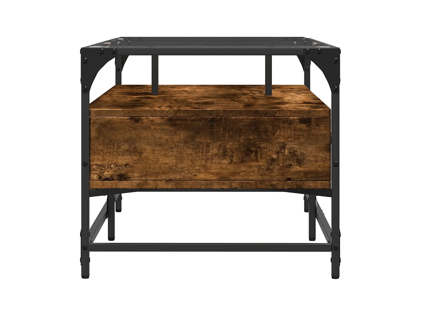 Mesa de centro tapa de vidrio acero roble ahumado 98,5x50x45cm ES785281