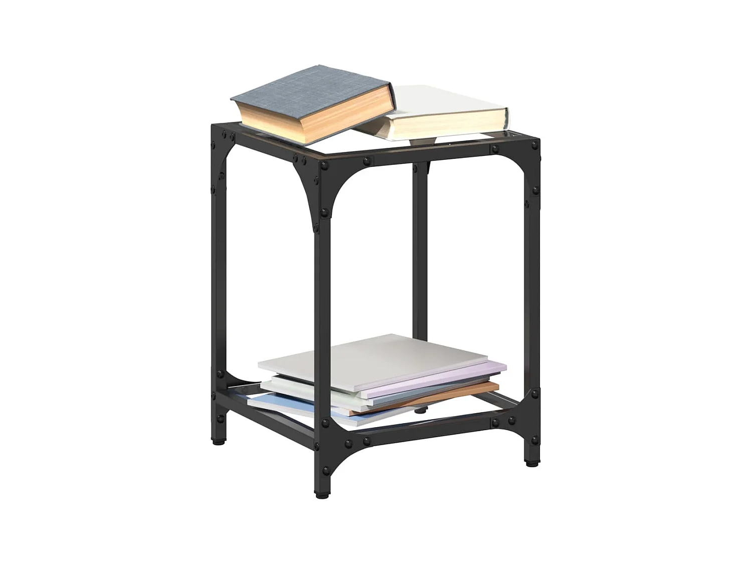 Mesas de centro 2 uds vidrio transparente y acero 30x30x40 cm ES479797