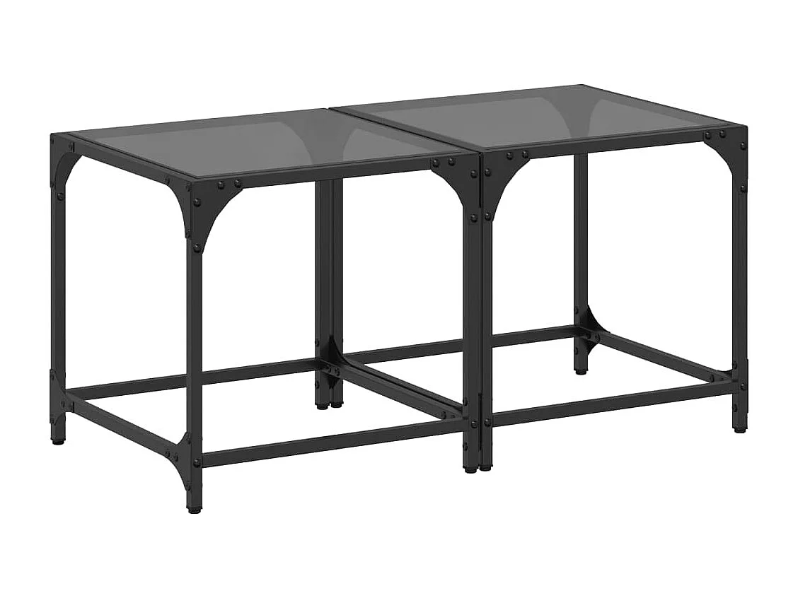 Mesas de centro 2 uds vidrio negro y acero 40x40x40 cm ES175578