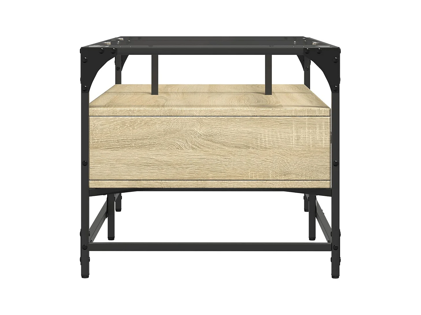 Mesa de centro tapa de vidrio acero roble Sonoma 98,5x50x45 cm ES682165